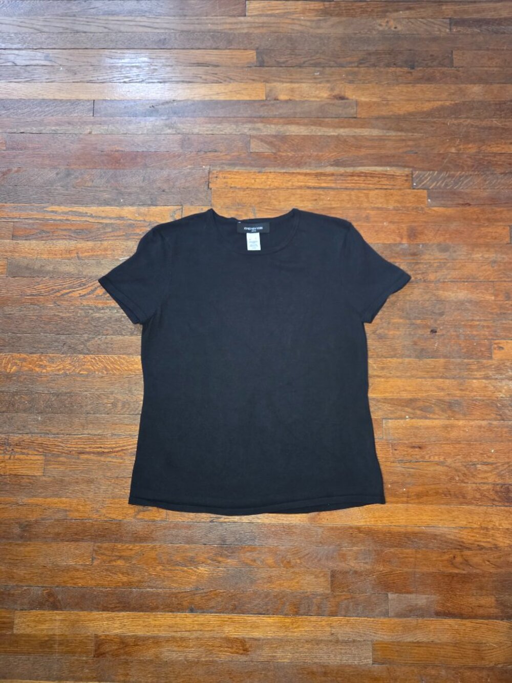 Jones New York Black Silk Blend Short Sleeve Sweater Tee Shirt